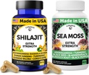 Lunakai USA Made Shilajit &amp; Sea Moss Capsules Bundle with Ashwagandha, Black Seed Oil " Rhodiola for Strength " Immune Support, 60ct Every