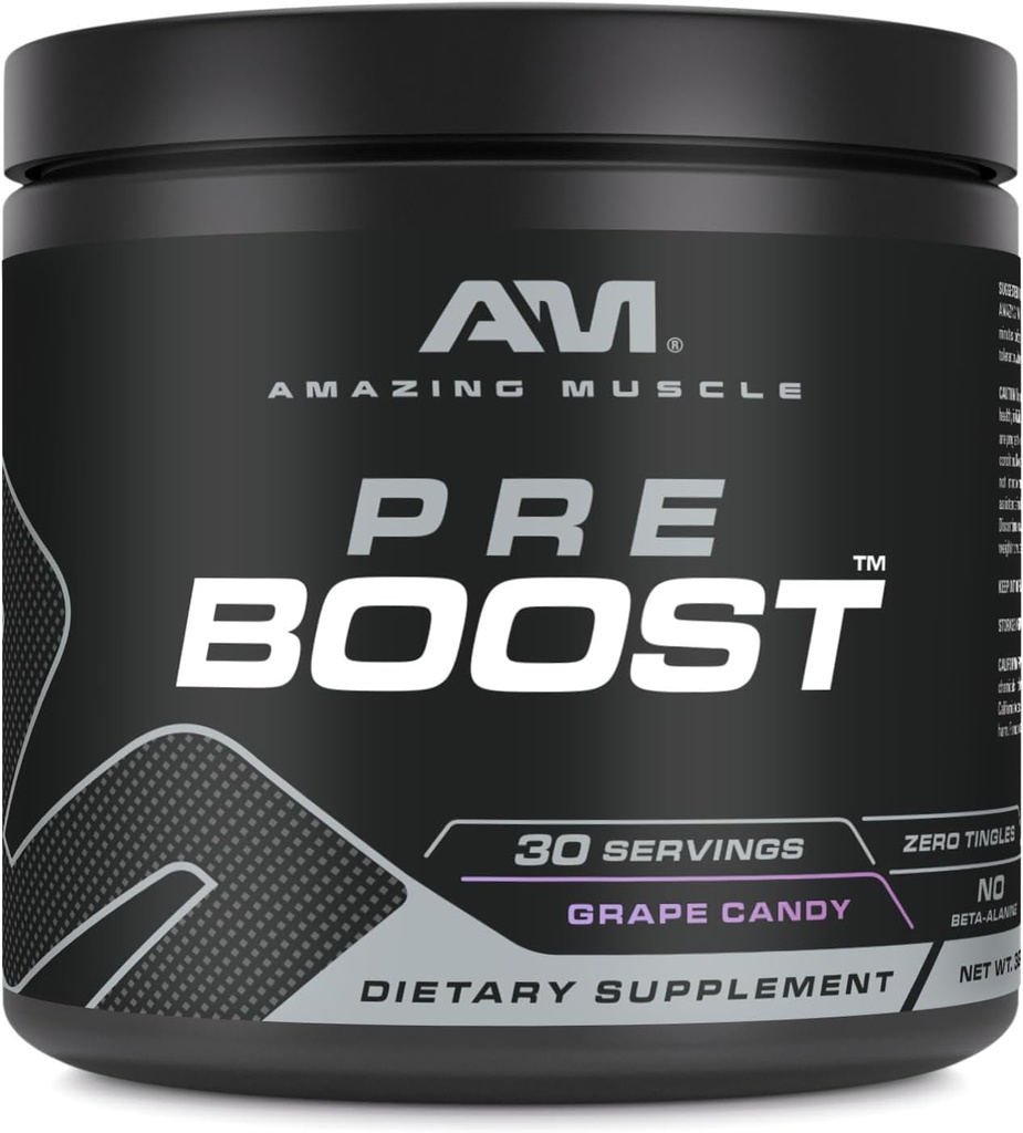 Sorprendente Muscle Pre Boost Silencio 30 Servimientos Silencio 324 Grams Powder ← Pre Workout Suplemento Silencio Hecho en EE.UU. (30 Servimientos, Candy Natural Grape)
