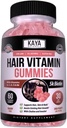 Kaya Naturals Crecimiento del cabello Gummies - Biotina 5000mcg Vitaminas para el cabello saludable, la piel y las uñas - Suplemento de belleza para mujeres o hombres - 60 Conde - Blueberry Flavor