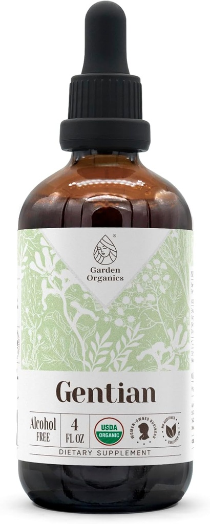 Gentian USDA Organic Alcohol-Free Extract ← Suplemento dietético, High-Potency Tincture  Natural Certified Organic Gentian (Gentiana Lutea) Dried Root (4 oz)