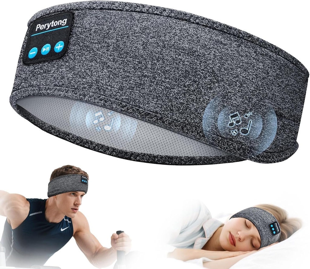 Auriculares para dormir de Perytong Wireless, Auriculares para audífonos Bluetooth con altavoces de Stereo Ultra-Thin HD Perfecto para dormir, entrenamiento, abrazo, yoga, insomnio, viajes de aire, meditación