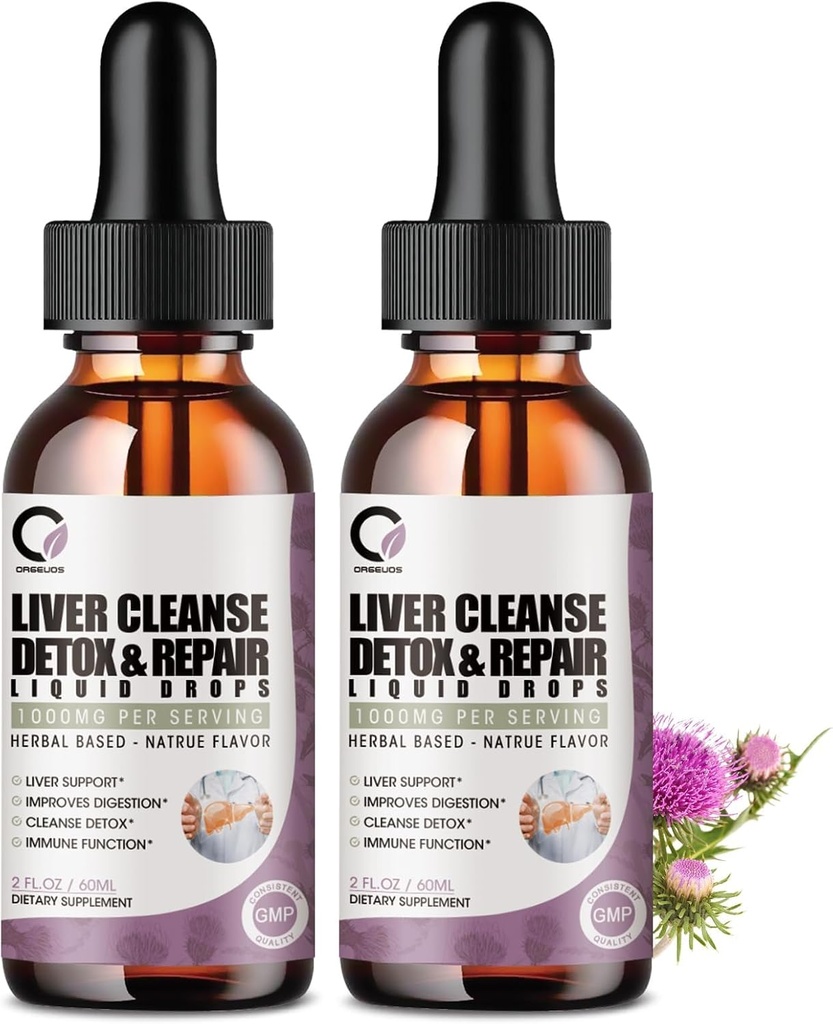 4 Fl Oz - Limpiador de hígado Detox " Reparar gotas líquidas - 1000mg Leche Esteto Extracto gotas Suplemento para la limpieza del hígado " Detox, Antioxidante, soporte digestivo