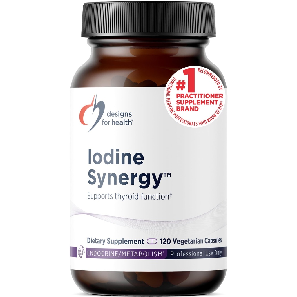 Diseños para Iodine de Salud con Selenium - Iodine Synergy, 10 mg Iodide de Potasio + 40mcg Selenium (Selenomethionine) Suplemento para el soporte de tiroides - No GMO + Gluten-Free (120 cápsulas)