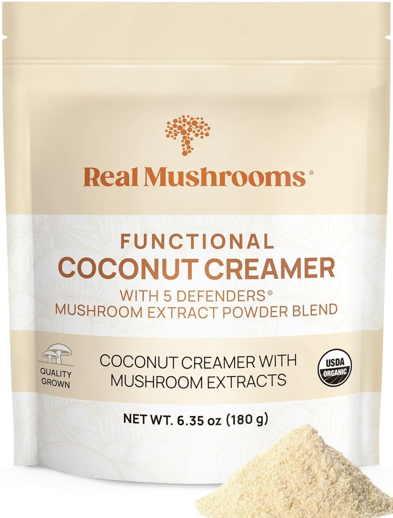 Cremador de coco funcional con Reishi, Lucuma &amp; Ceylon Cinnamon – Orgánica, Libre de lácteos – Crema de café vegano para bebidas de Smoothies – 90 Servimientos Crema orgánica Polvo de coco