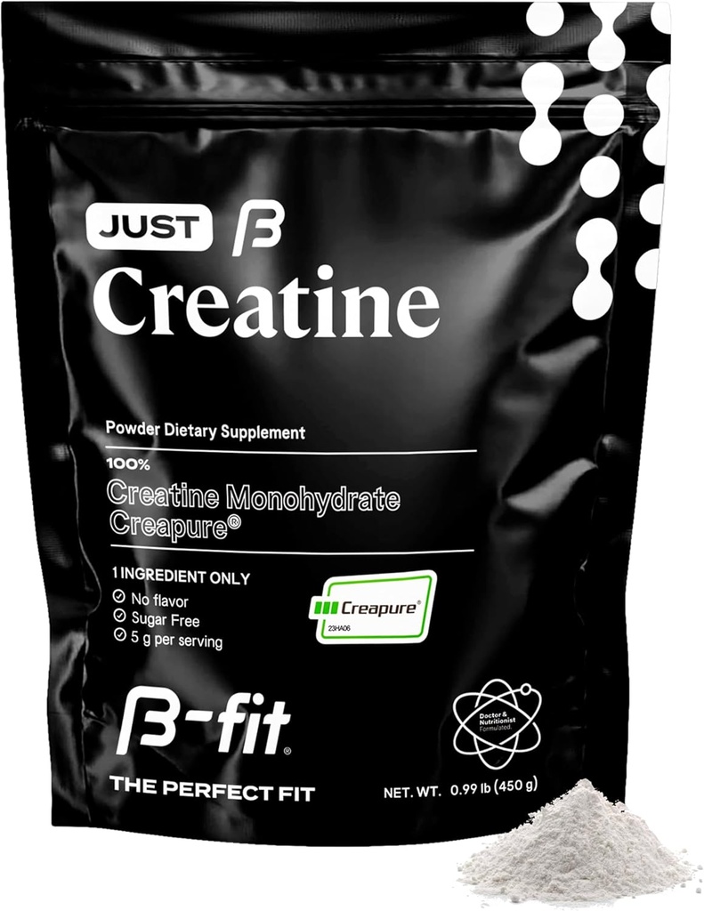 Cretina Monohydrate Powder - Just Creatine Creapure - 90 Servings - 450 g - Pre Workout Creatine for Women - Sugar-Free - Suplemento sin sabor - 3 Month Supply