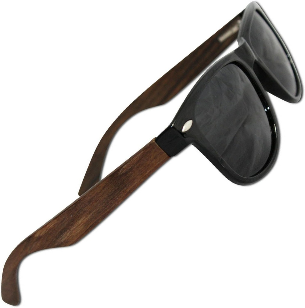 Eye Love Polarized Sunglasses for Men and Women, Glare-Free, 100 Percent Uv Blocking (100 Percent Real Ebony Wood Sides with Unbreakable Tr90 Plastic Front)
