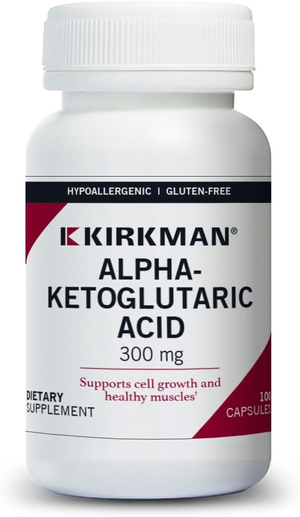Kirkman - Ácido alfa-Ketoglutaric 300 mg - 100 cápsulas - Apoya el metabolismo - Ayuda a mantener huesos fuertes - hipoalergénico