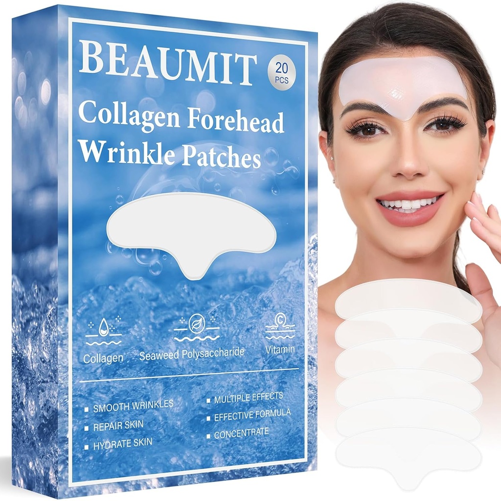 Patches de arrugas Okela Forehead durante la noche 20 pcs con Collagen, Patches anti arrugas, Arrugas de la frente Tratamiento de belleza