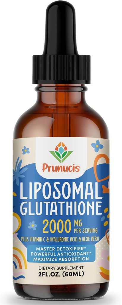 2000MG Liposomal Glutathione Liquid, 98% Absorción, Forma activa L-Glutathione Suplemento, Vegan Friendly, Poderoso Complejo Antioxidante para Sistema Inmuno, Defensa del envejecimiento, Detox, 2 FL.OZ