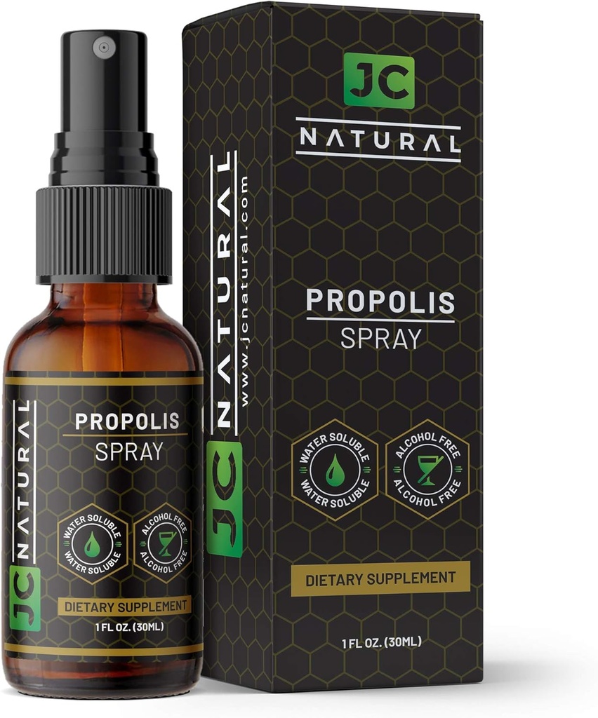 Propolis Throat Spray - Agua Soluble, Alcohol Gratis. Soporte Natural de Inmune. Lucha contra los organismos perjudiciales, poderoso antioxidante- 1 fl oz (30ml) por JC Natural x laboratorios CGM