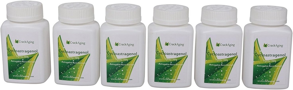 Crackaging Super-Absorption Cycloastragenol 98% Antioxidant Defense  Telomere Integrity Support ← Celular Health Support Supplement (10mg/Cap, 180 Caps in 6 Bottles)
