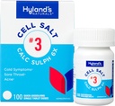 Sal de células de Hyland No. 3 Calc Sulph 6X Tablets, Cold Relief, Natural Homeopático Relief of Colds, Sore Throat, Acne, Quick Dissolving Tablets, 100 Condes