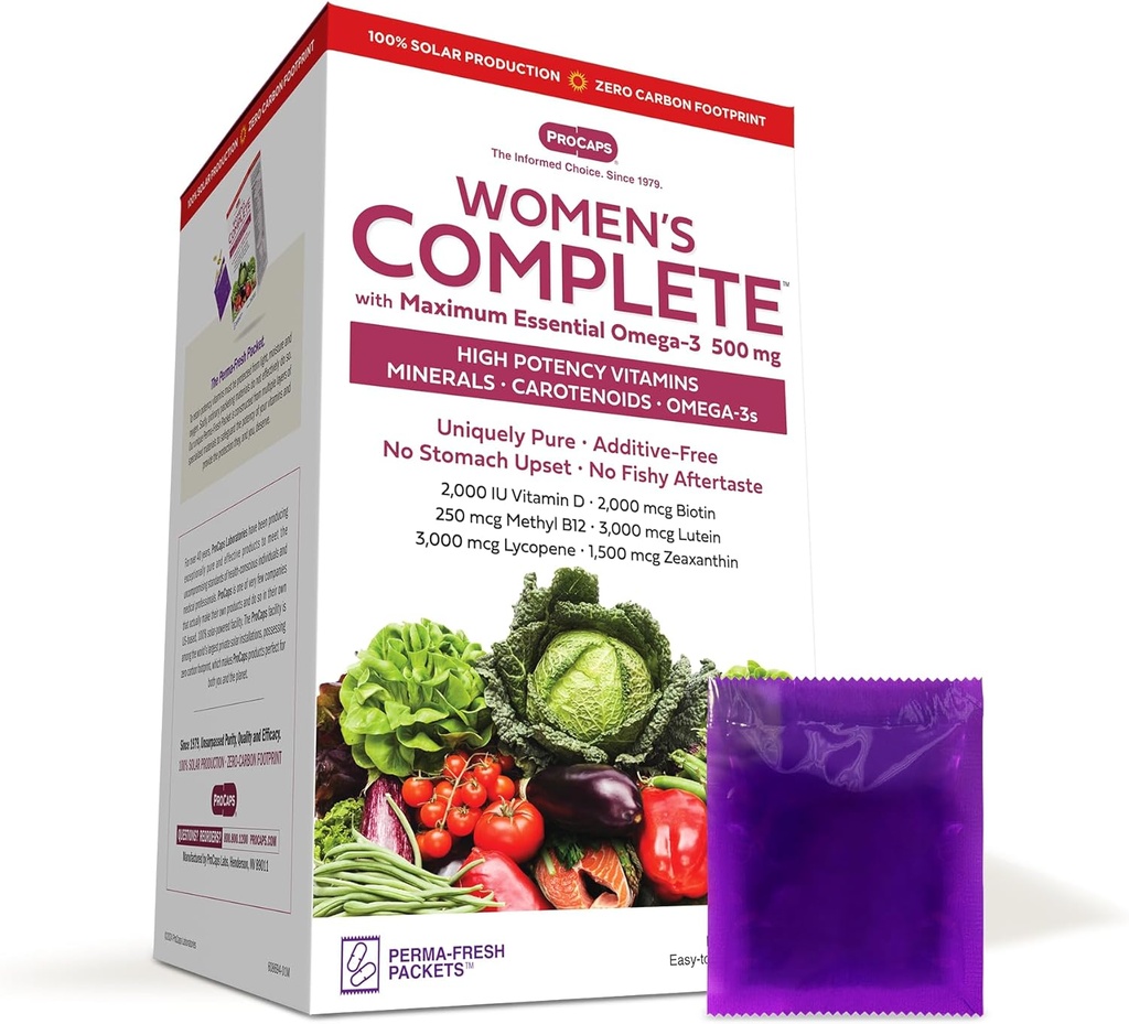 Multivitamina ANDREW LESSMAN - Mujeres Completas con Máxima Omega Esencial-3 500 mg 120 Packets - 30+ Altas Potencias de Todos los Nutrientes, Vitaminas Esenciales, Minerales, Carotenoides. No hay aditivos