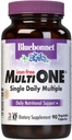 Bluebonnet Nutrition Multi One (Iron Free) Vegetable Capsules, Full Spectrum Multiple, B Vitamins, General Health, Gluten & Milk Free, Kosher, 3 Month Supply, White, 90 Count