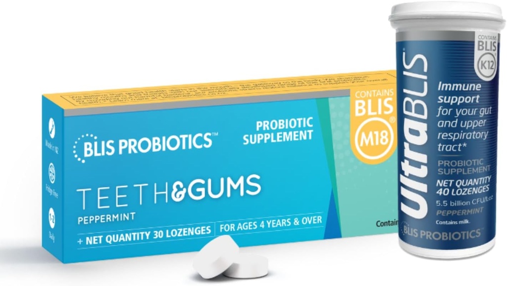 BLIS Teeth limitadaGums M18 + UltraBlis Probiotic Immune Support Suplemento K12