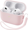 ORNARTO Compatible con AirPods Pro 2 Case 2022, Silicio híbrido de protección completa para AirPods Pro 2nd Generation Case, Front LED Visible Skin Cover-Pink