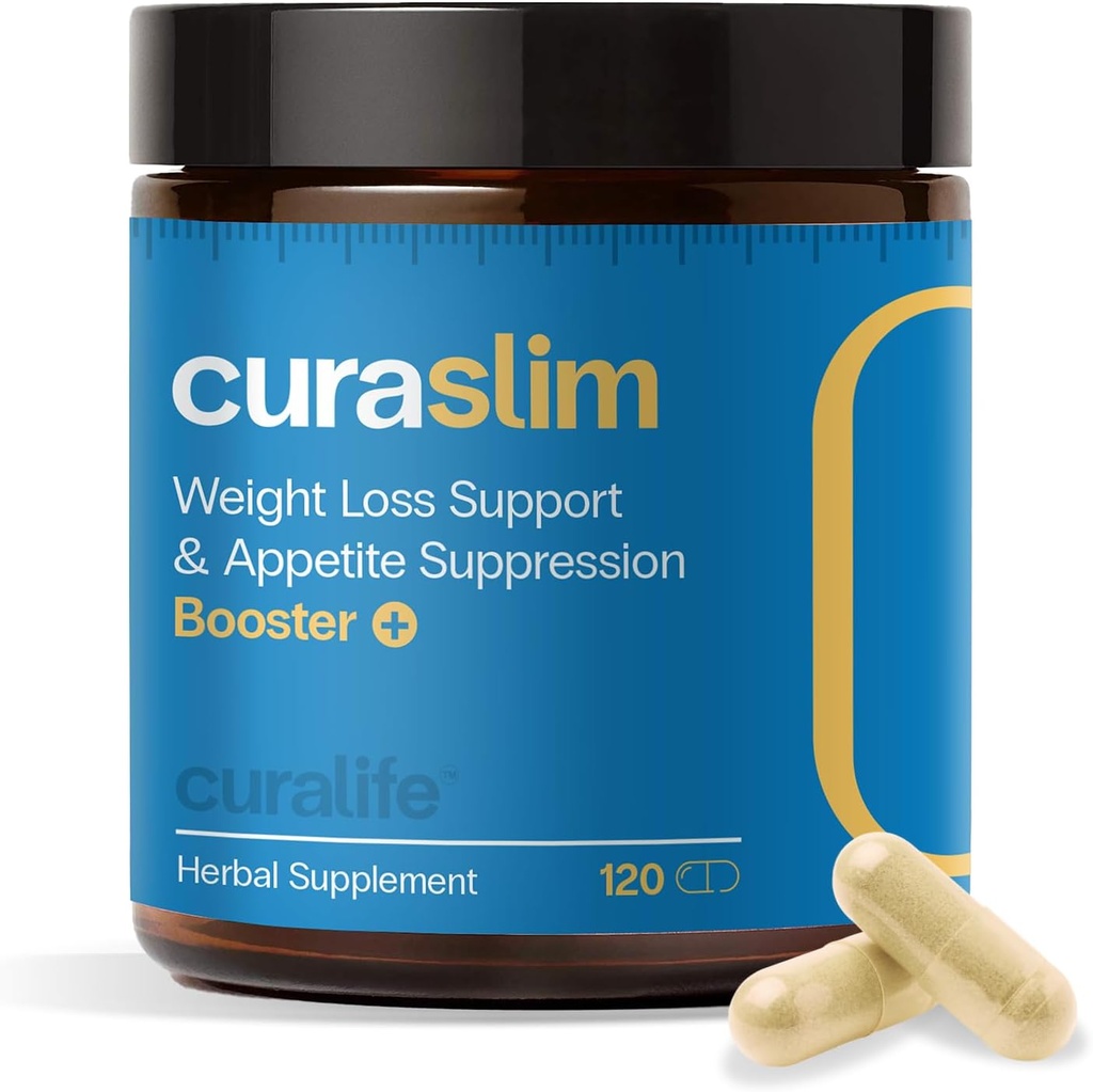 Curaslim Weight Pérdida Suplemento ← 10 Ingredientes Naturales, Berberina, 5HTP, Cromo, Saffron ANTE Appetite Suppressant, Metabolism Booster, Energy Support Ø 120 Capsules