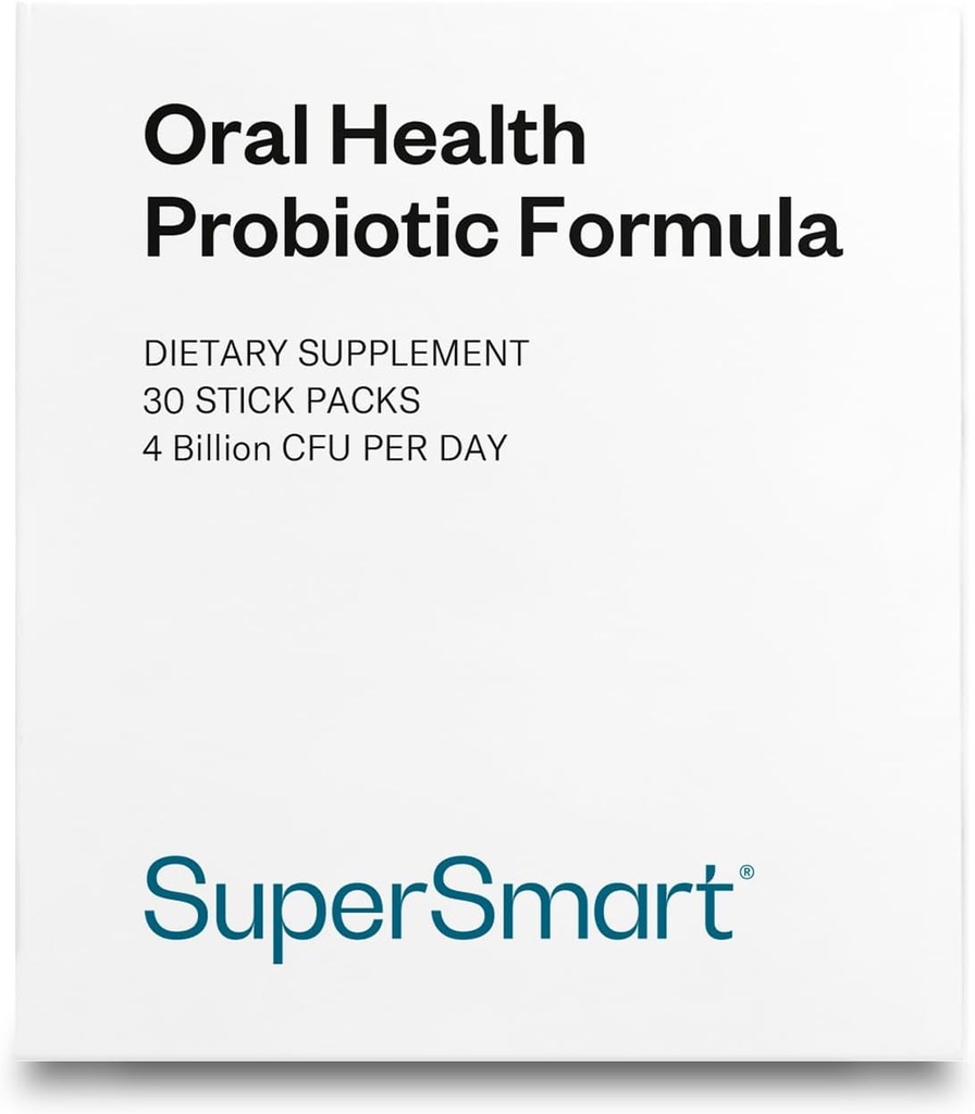Supersmart - Oral Health Probiotics 4 Billion CFU por día - Dental Health & Bad Breath Treatment (Halitosis) ← Non-GMO &amp; Gluten Free - 30 Sticks