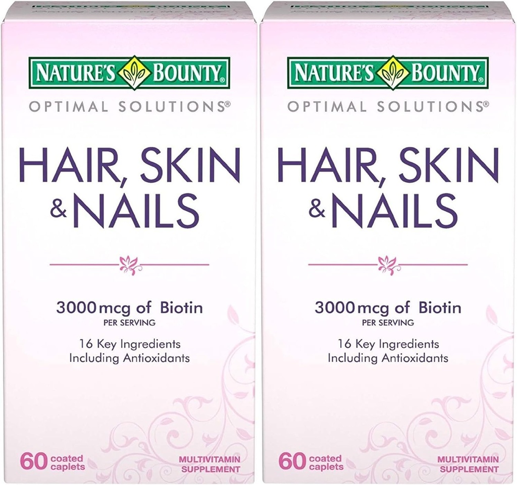 Bounty Optimal Solutions Hair, Skin & Nails Formula, 120 Coated Caplets (2 X 60 Conde)