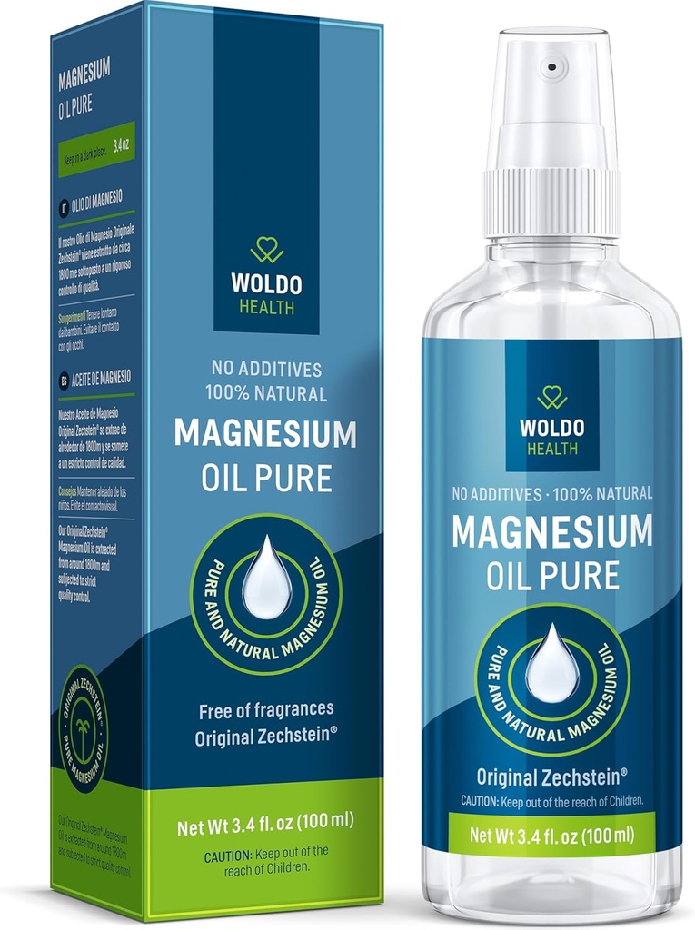 Espray de aceite de magnesio Zechstein Chloride 3.4 Oz – Puro, Natural y con la concentración más alta