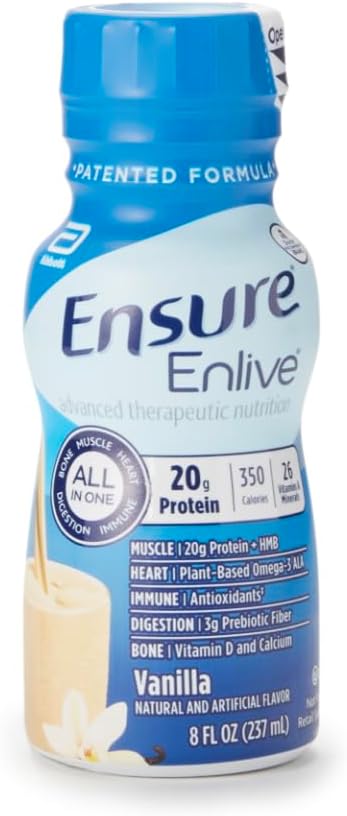 Ensure Enlive Advanced Therapeutic Nutrition Shakes, Vanilla, 8oz Bottles, Case of 24