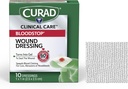 CURAD BloodStop® Wound Dressing | 1” x 1” | Hemostatic Gauze Helps Stop Bleeding Quickly | For Cuts, Abrasions or Nosebleeds | 10 Count