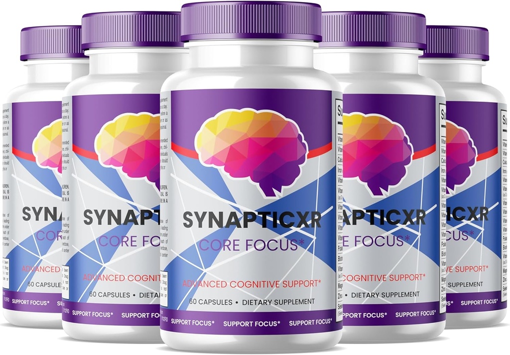 5 Pack) Cápsulas de enfoque de núcleo XR sináptica, Cápsulas de cerebro XR sinápticas, suplemento natural para la función de salud cognitiva, SynapticXR, Fórmula 300 sináptica para 5 meses