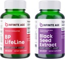 INFINITE AGE Wellness Bundle - Black Seed Oil Extract 200mg, BP Lifeline Heart Health Support Suplemento 1030mg - Made in The USA