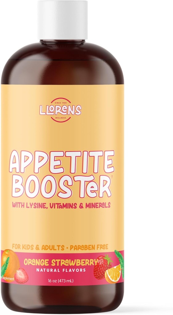 Appetite Booster Weight Gainer for Kids, 16 Fl Oz, Natural Orange Strawberry por Llorens Wellness