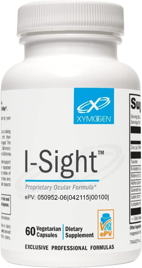 XYMOGEN I-Sight - Soportes Estructura y Función Ojo Saludable - Ayuda a proteger Macula, Retina + Lens Integridad con NAC, ALA, Lutein, Lycopene, Bilberry Extract, Quercetin (60 cápsulas)