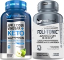 Herbtonics ACV Keto Gummies with The Mother & Keto BHB ← Apple Cider Vinegar Gummies - Korean Red Panax Ginseng 1500mg - Foli-Tonic DHT Blocker &amp; Hair Loss Suplemento Silencioso Tratamiento