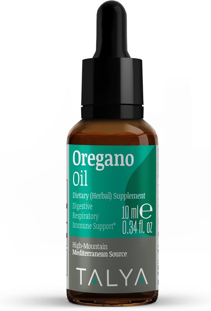 TALYA Oregano Oil 0.34 fl.oz Silencio Petróleo de Oregano Liquid Silencio Apoyo inmunitario, Alto Carvacrol, Salud Digestiva Silencio No-GMO Silencio Vegan Silencio Mediterráneo Oregano