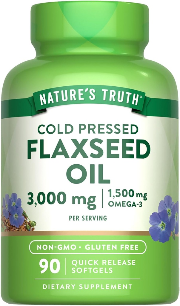 La verdad de la naturaleza Flaxseed Oil Softgels  90 Conde ← Cold Pressed, Non-GMO &amp; Gluten Free Supplement