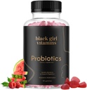 Vitaminas de las niñas negras - Gummies probióticas para la salud digestiva y el apoyo inmunitario, Vitaminas libres de gluten, (Raspberry-Watermelon), 60ct