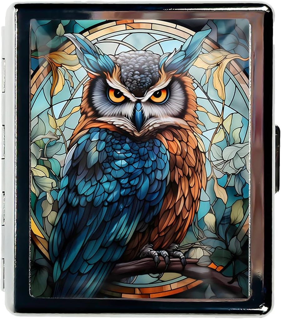 Pill Organizer Caja de Pill Pequeña para Esenciales de Purse 7 Días Cute Pill Box con Mirror Caja de Pill Portable para Pocket o Purse Pill Containe Travel Gifts (Fantasy Colorful Owl)