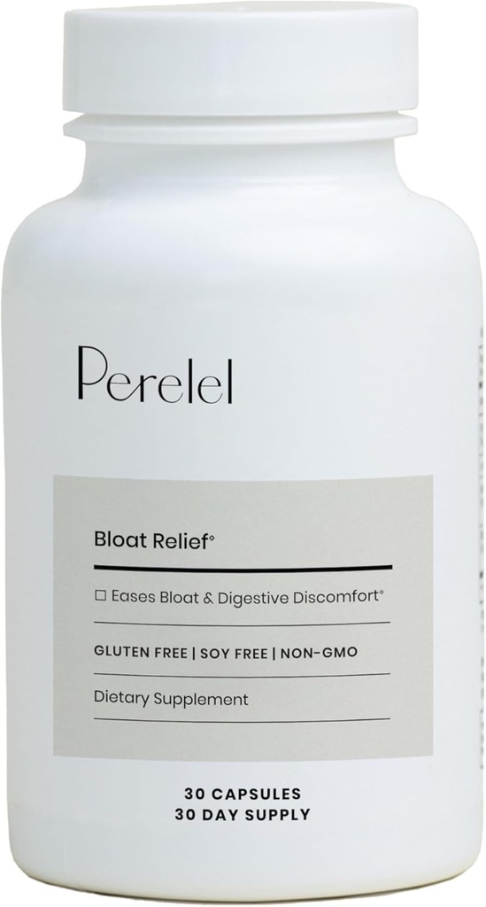 Suplemento de Salud Digestiva Perelel con Ginger orgánico, Balm de limón, &amp; Fennel, para apoyar Gut Health & Digestive Comfort, Suplemento Botánico para Hombres Mujer, Soy, Dairy & Gluten Free, 30 Píldoras
