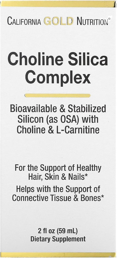 California Gold Nutrition Choline Silica Complex, Bioavailable &amp; Stabilized Silicon with Choline & L-Carnitine, 2 fl oz (59 ml)