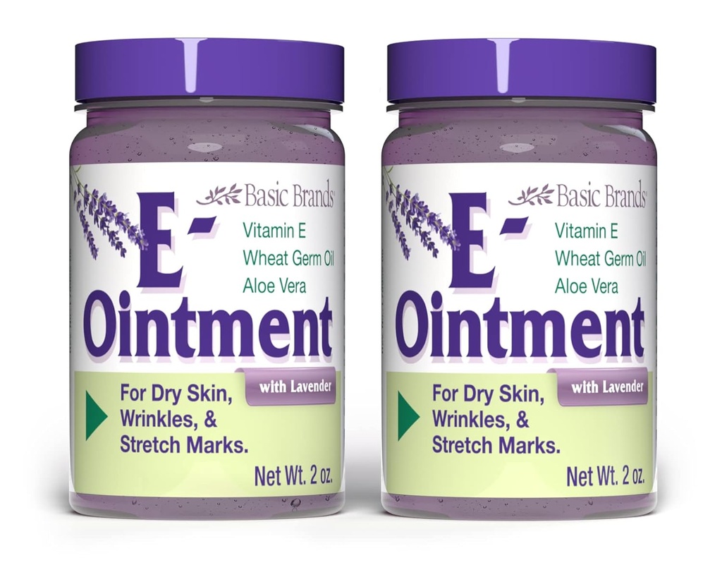 Basic Brands - Vitamin E Ointment with Lavender - 2oz - Moisture Enhancing - 2-Pack