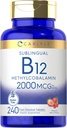 Carlyle B12 Vitamina 2000 mcg ← 240 Fast Dissolve Tablets ← Methylcobalamin sublingual ← Berry Flavor  Vegetarian, Non-GMO & Gluten Free Supplement