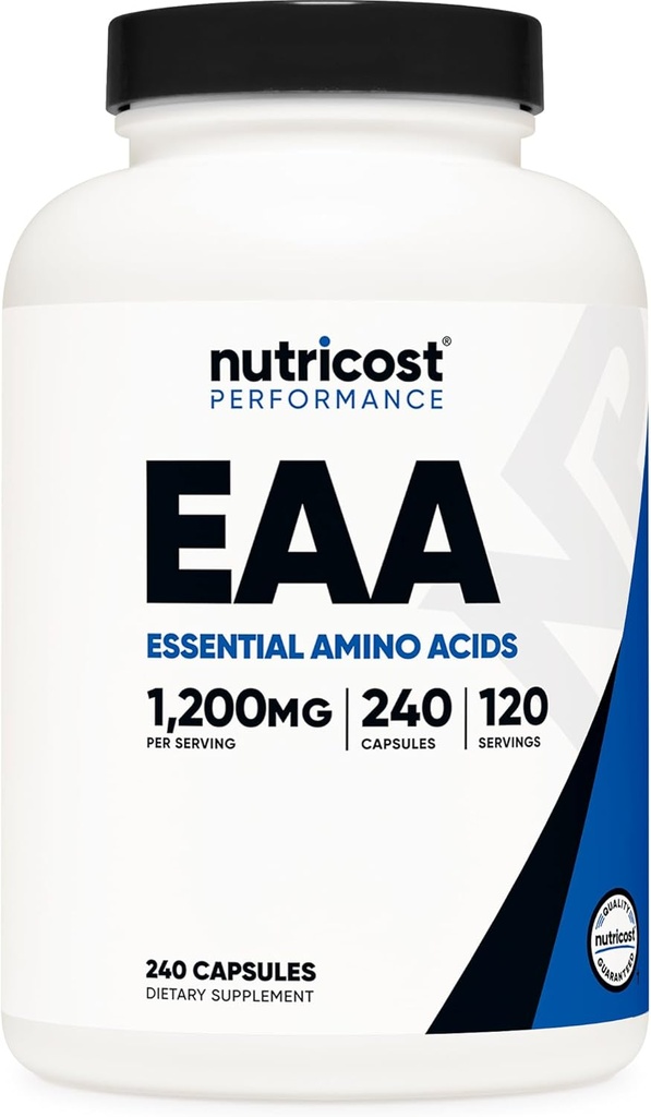 Nutricost EAA Capsules 1200mg, 240 cápsulas - Aminoácidos esenciales, 120 Serviciones - No GMO, Gluten Gratis &amp; Vegan