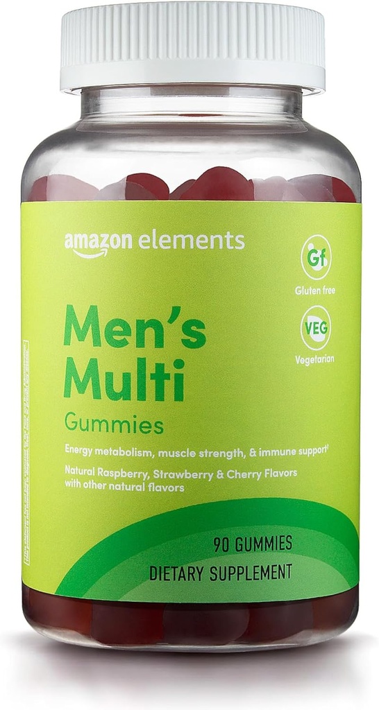 Elementos - Multivitamina orgánica de los hombres, 90 Gummies (3 Gummies por Serving), Vegetariano, Sin gluten, Orgánica certificada (Anteriormente Revly)