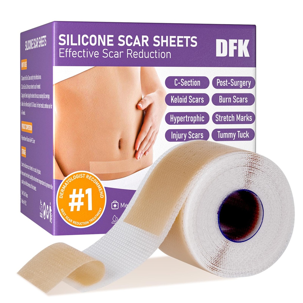 Silicone Scar Sheets, Silicone Scar Tape(1.6"x 79" Roll-2M), Reusable Professional Scar Silicone Strips, Soft Silicone Scar Sheets for Surgical Scars,Keloid,Acne Scars,Burn Scar,C-Section