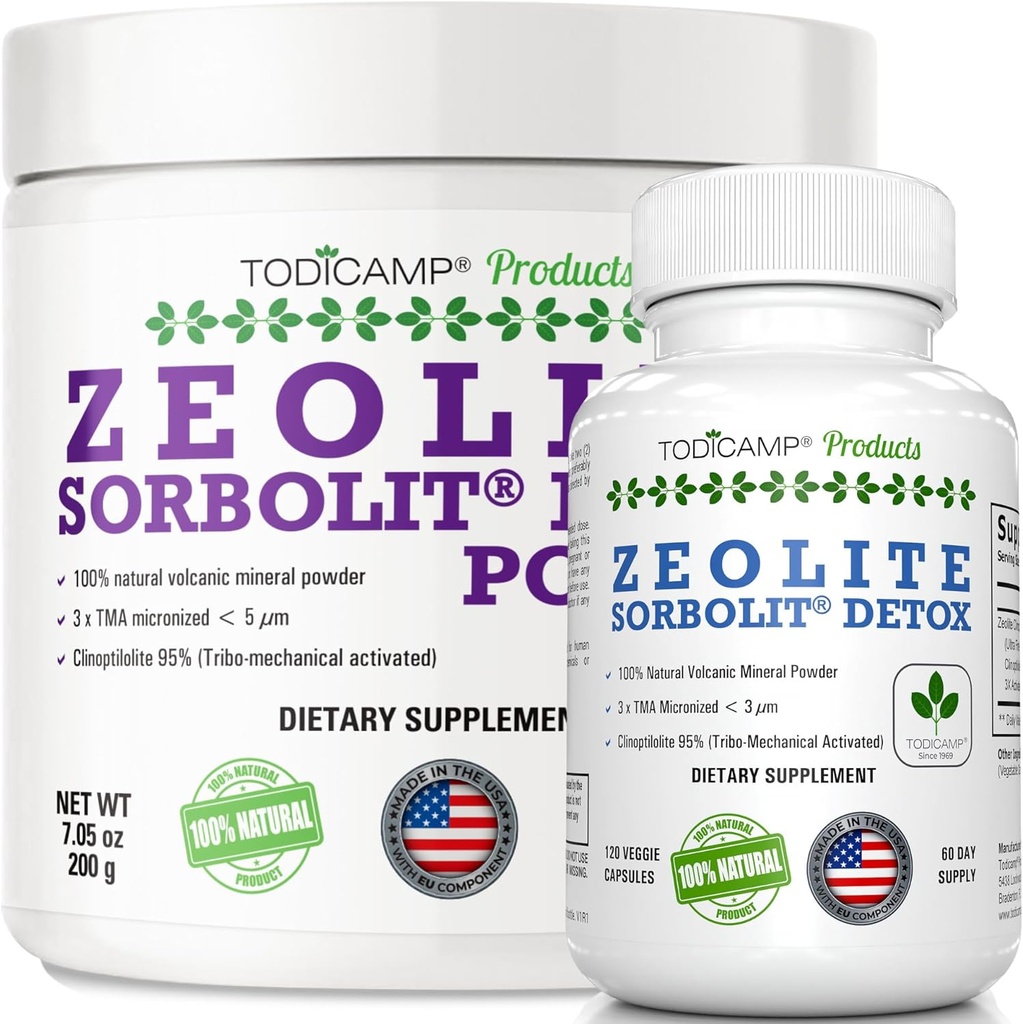 Zeolite Detox Pack mínimo 60 días de suministro de cápsulas de Zeolite y Zeolite Powder Bundle