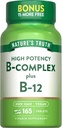 Verdad de la naturaleza Complejo de vitamina B tención 165 Tablets  Plus B12 ← Vegan " Non-GMO Supplement