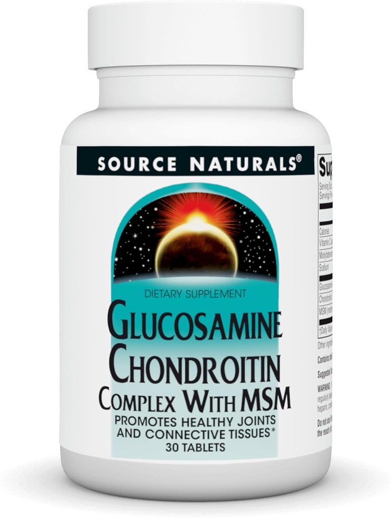 Fuente Naturals Complejo de condroitina de Glucosamina con MSM, promueve articulaciones saludables y tejidos conectivos* - 30 Tabletas