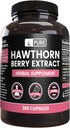 Puro Ingredientes originales Hawthorn Berry Extract No Magnesium Or Rice Fillers, Siempre Puro, Lab Verified (365 cápsulas)