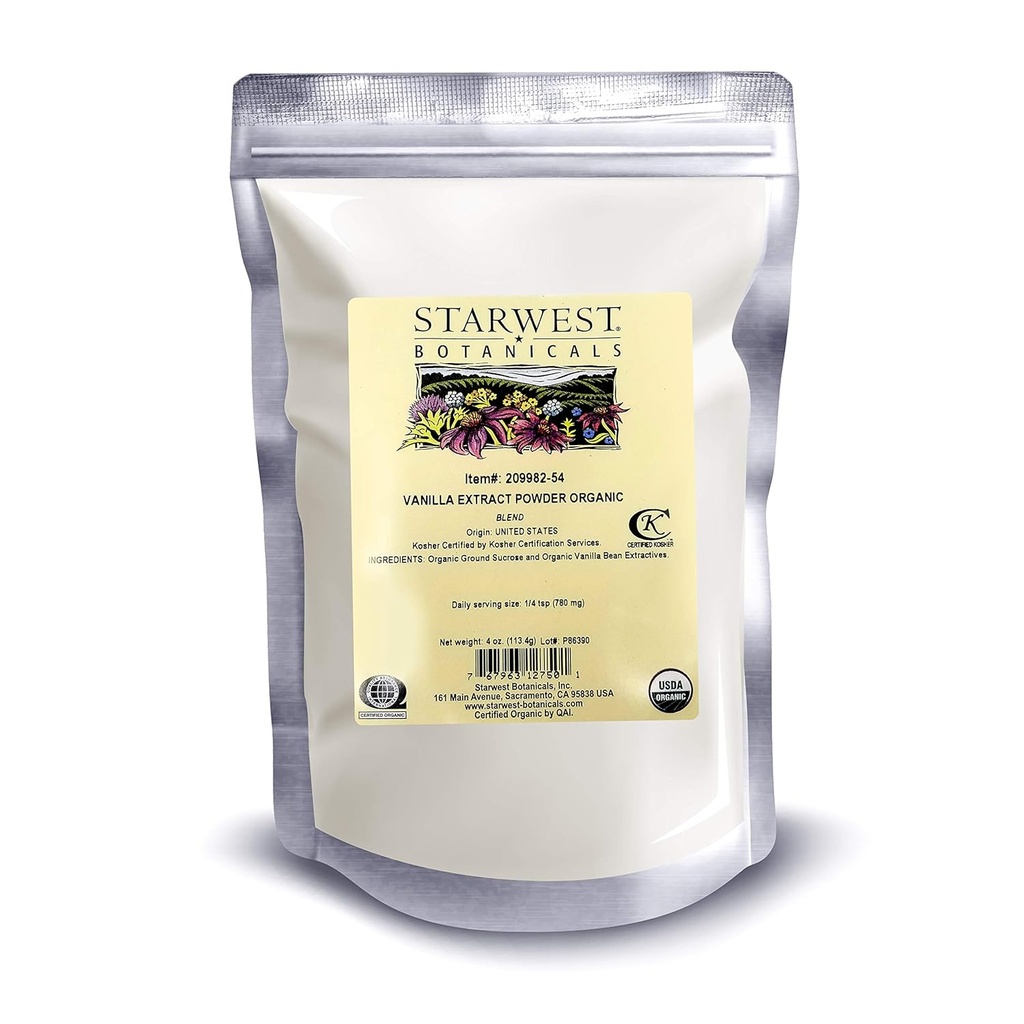 Starwest Botanicals Orgánica Vainilla Extract Powder, 4 onzas