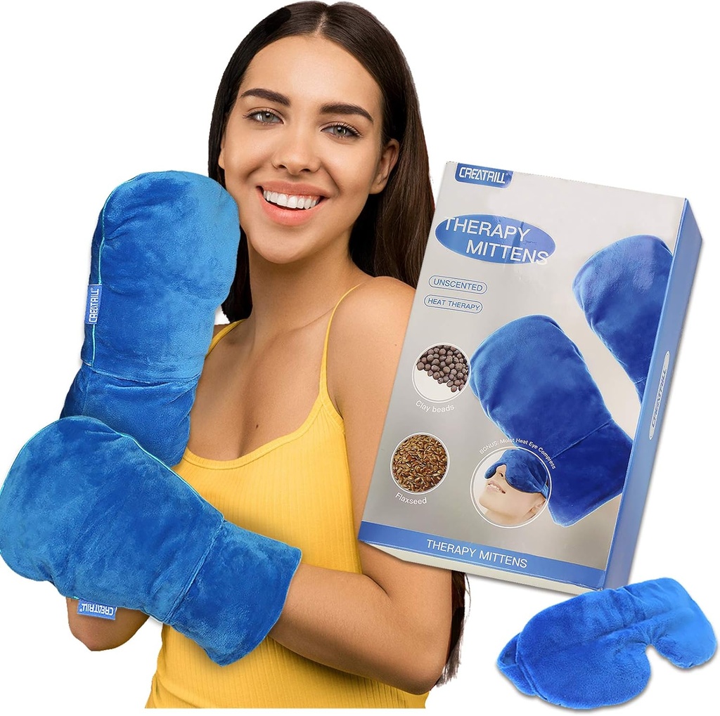CREATRILL Microwavable Terapia Mittens Natural Unscented Guantes Moist Heat Terapia para Raynauds Artritis Alivio del Dolor