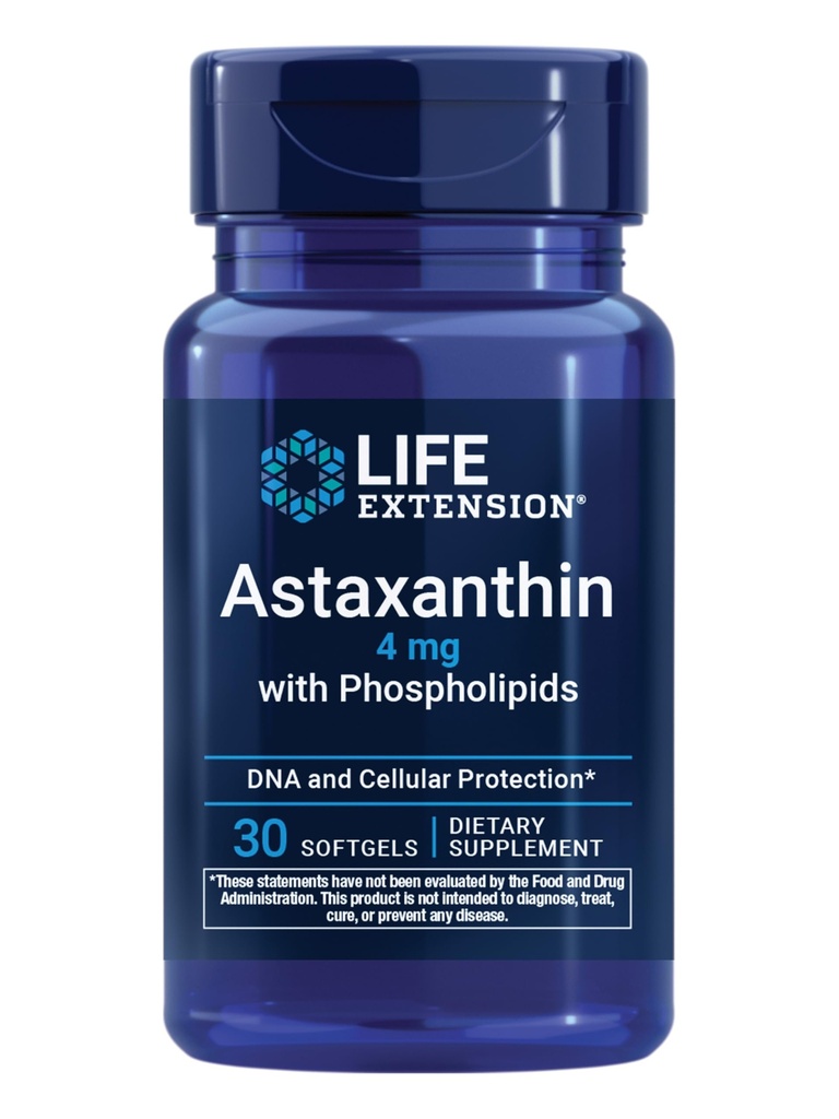Life Extension Astaxanthin with Phospholipids – Antioxidant Support, Eye Health – Algae-Derived – Gluten-Free, Non-GMO – 30 Softgels