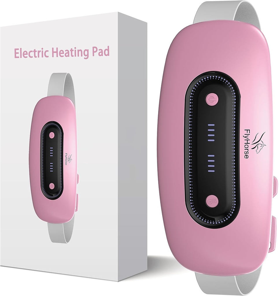 Almohadilla de Calefacción Eléctrica, Portable Cordless Menstrual Calefacción Pad con 4 Niveles de Calor y 4 Modos de Masaje, CalefacciÃ3n RÃ¡pida Gran CalefacciÃ3n para Calambres, Retroalimentación de Dolor Regalos para Mujer NiÃ±a Her (Pink)